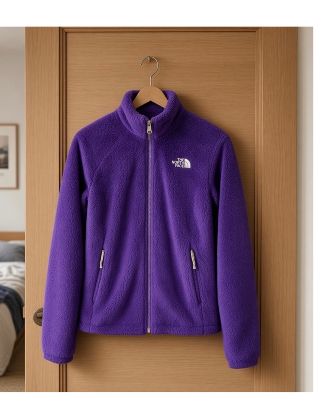 THE NORTH FACE Osito Fleece Jacket Purple XS Full Zip Cozy Fluffy Soft Coat